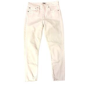Agolde ~ High rise skinny jean ~white denim wash ~ chewed hem details ~ sz 28